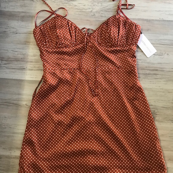 Cotton Candy Dresses & Skirts - Cotton Candy La Rust Polka Dot Strap Dress